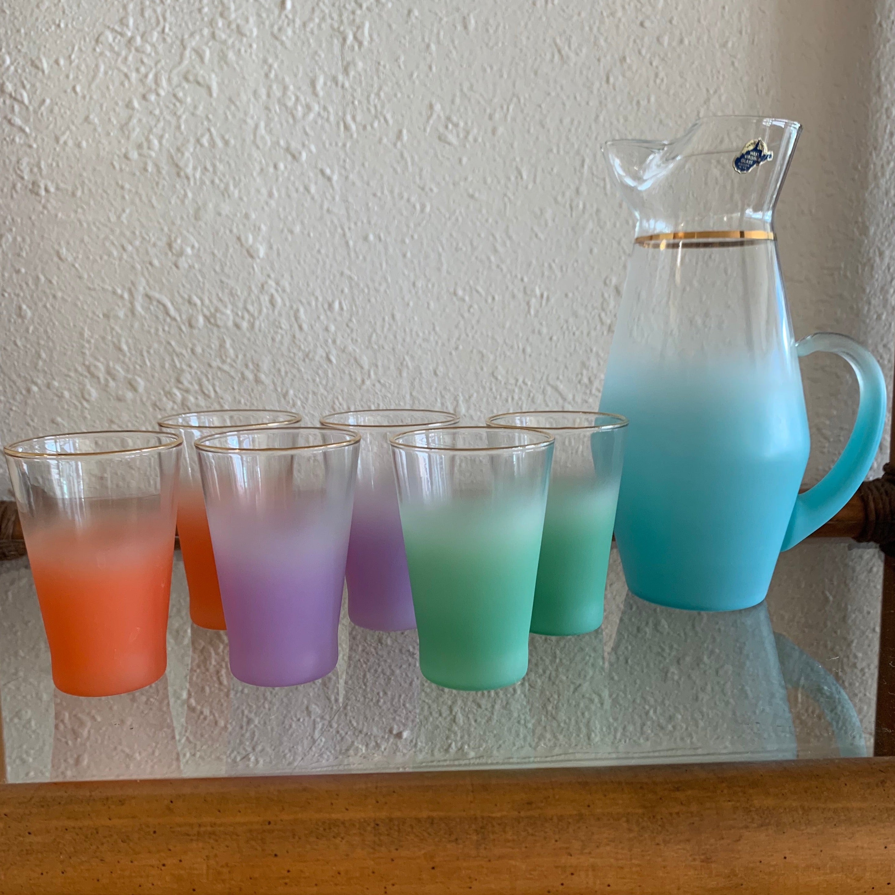 Vintage Frosted outlet Blendo Glass Pitcher Set West Virginia