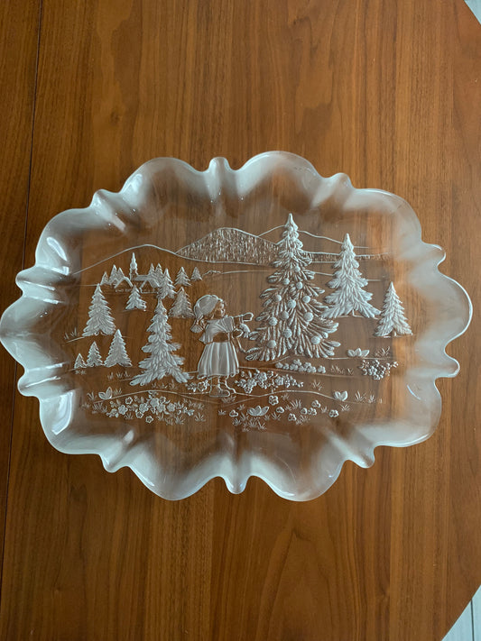 Mikasa Holiday Scene Ruffle Edge Tray