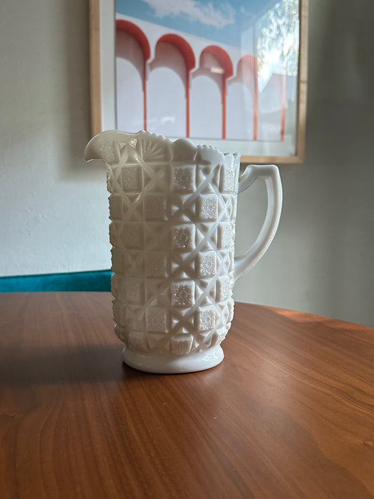 Westmoreland Quilted Milk Glass Pitcher