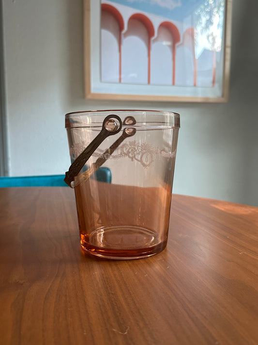 Pink Depression Glass Ice Bucket