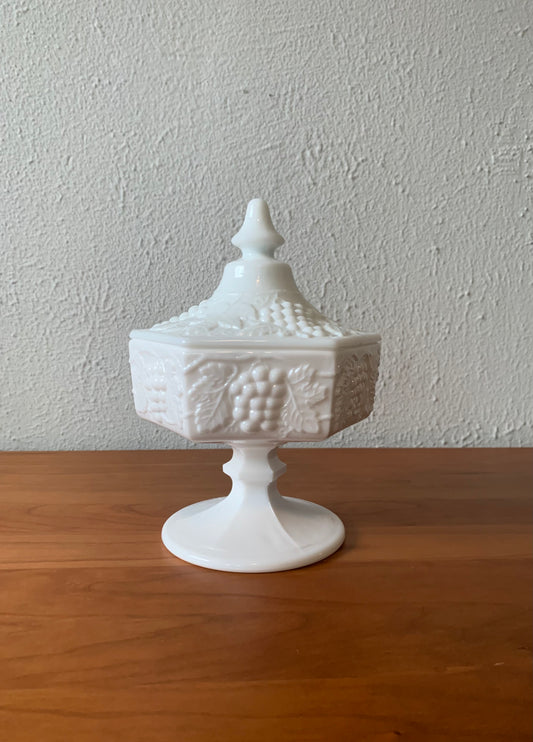 Imperial Milk Glass Lidded Candy Dish